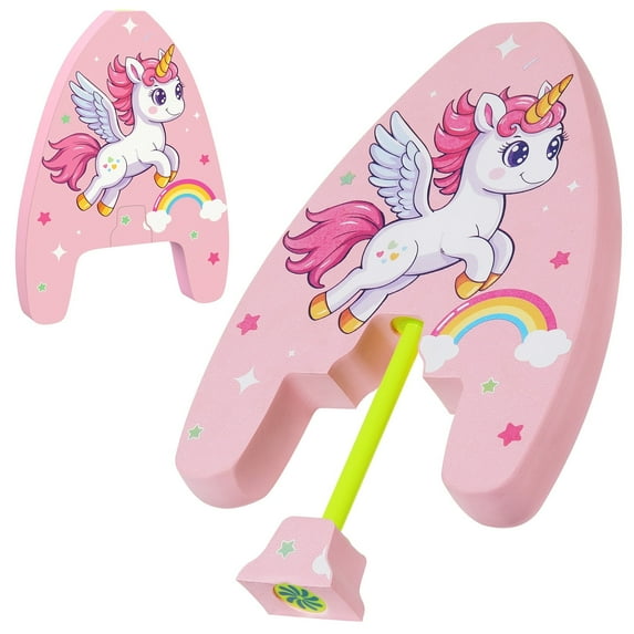 MoKo 2 in 1 Swimming Kickboard, Swimming Training Kick Board Pool Exercise Equipment Promote Natural Swimming Position Water Fun Tool for Kids, Pink Unicorn