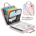 thumbnail image 1 of MoKo Zipper Binder, 2 in 3 Ring Binder with Zipper, 500 Sheet Capacity Binder with Shoulder Strap Handle for Middle School Supplies, Orange Pink, 1 of 9