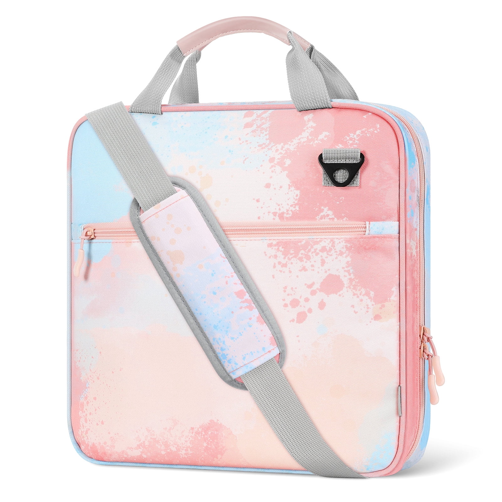 MoKo Zipper Binder, 2 in 3 Ring Binder with Zipper, 500 Sheet Capacity Binder with Shoulder Strap Handle for Middle School Supplies, Orange Pink