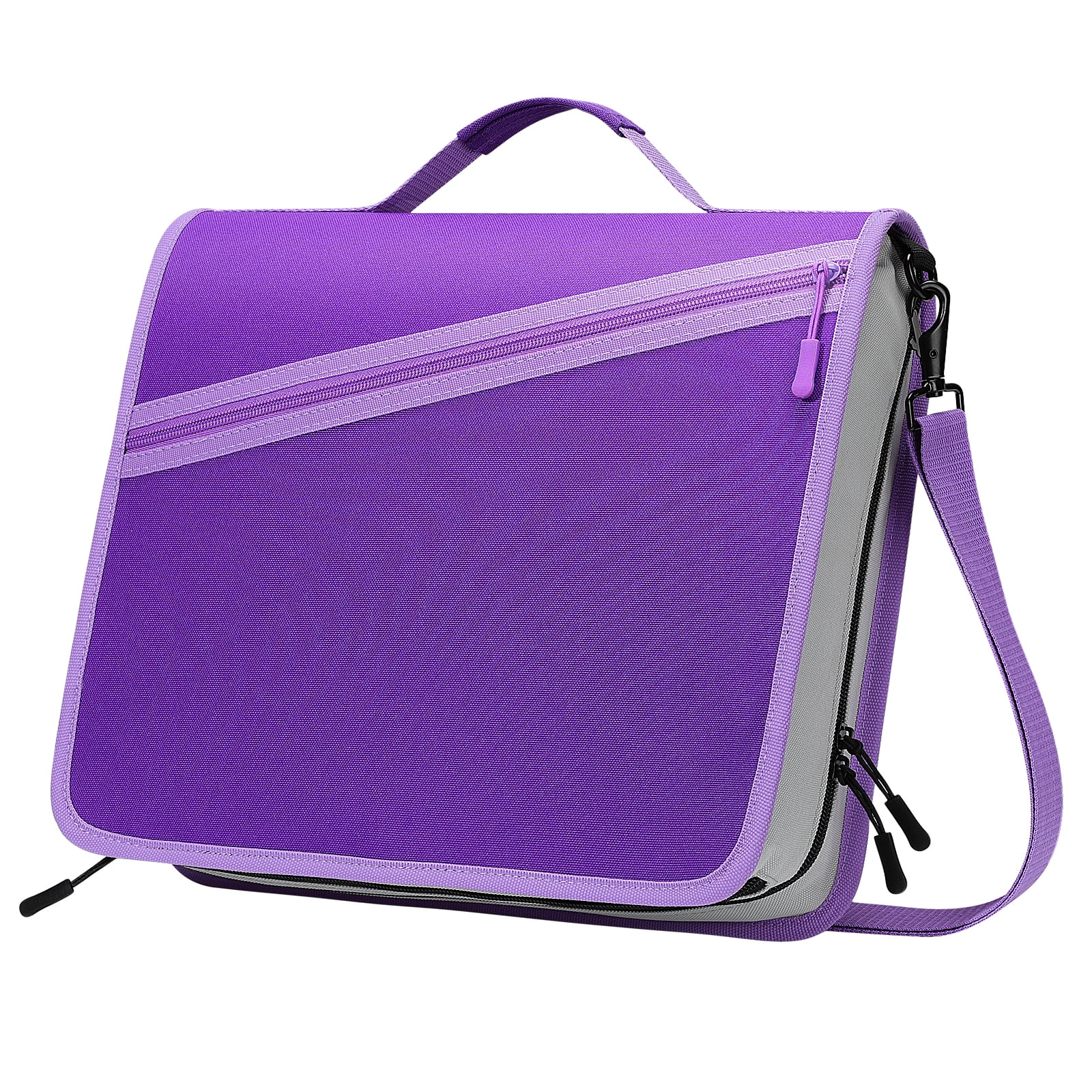 MoKo 3 inch Zipper Binder 3 Ring 600 Sheet Capacity Multi Pocket School Binder with Handle and Shoulder Strap School Supplies Purple