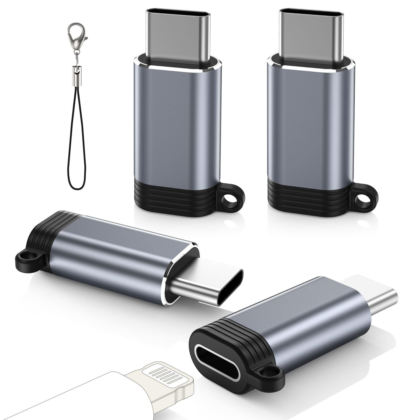Adattatore Da Lightning A USB-C 2 Pezzi Per IPhone 16/15/14 - Ricarica Rapida E Sincronizzazione, Guscio In Alluminio (Bianco) - 3