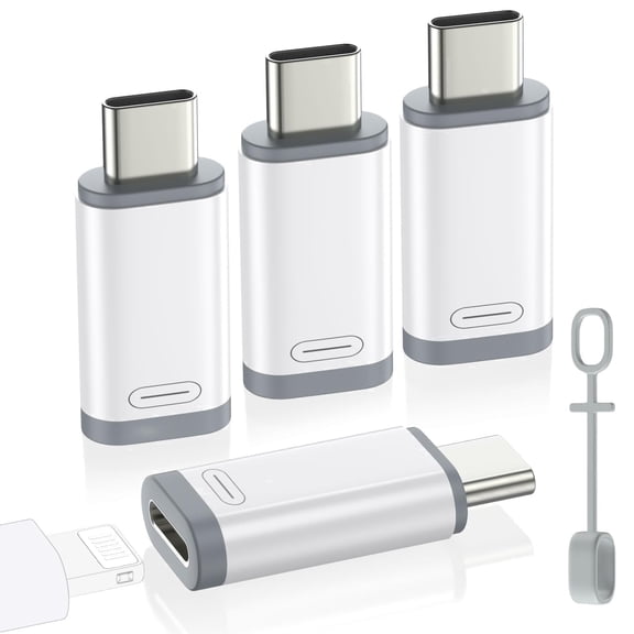 MoKo 4Pack Lightn-ing Female to USB C Male Adapter Compatible with iPhone 17/15/16 Pro/16 Pro Max/Plus/iPad Pro/Air/Galaxy-NOT for Audio/OTG,ONLY for Charging/Data Sync