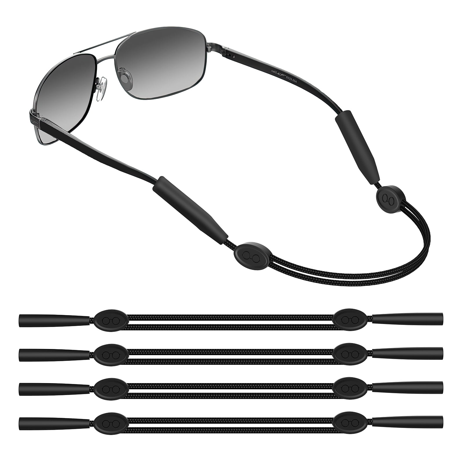 Warmtree Adjustable Sports Sunglasses Safety Holder Floating Retainer Strap  Eyewear Retainer, Black, Pack of 2