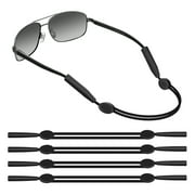 MoKo Adjustable Glasses Straps, 4Pcs Anti-Slip Sunglasses String Holder Rope Eyewear Retainer Universal Neck Eyeglasses Lanyard, Black