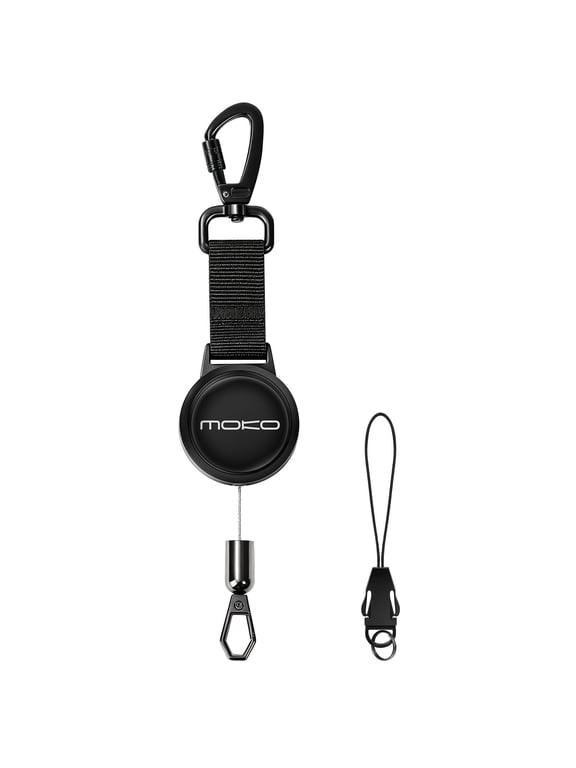 Badge Lanyard with ID Holder, Retractable Steel Line with Locking Carabiner & Quick Release Clip, Breakaway Lanyard for ID Badge Holder, Office Worker Neck Strap, Black