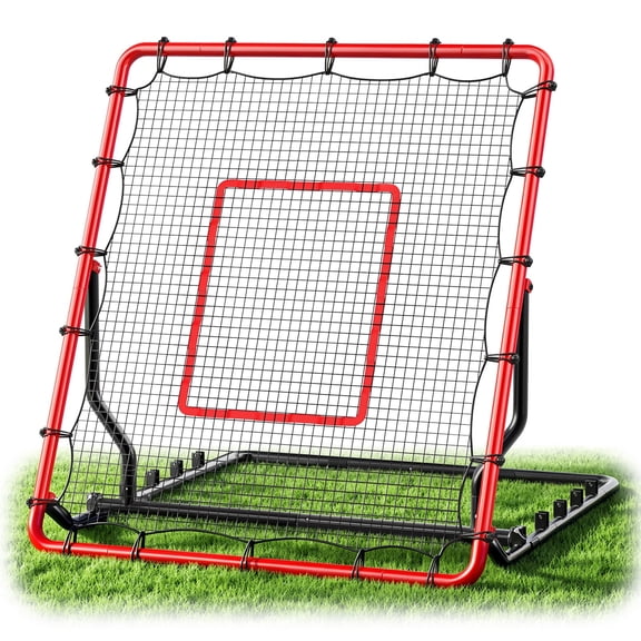 MoKo Baseball Rebounder Net, 4x4.5FT Pitch Back Trainer with 5 Adjustable Angles, Foldable Rebound Net.