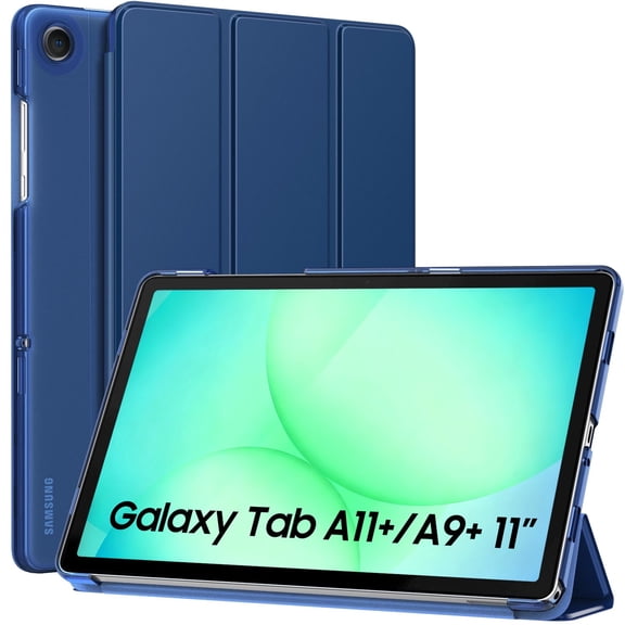 MoKo Case for Galaxy Tab A11+ Plus/A9+ 11-Inch 2026/2024, Slim Stand Protective Smart Cover with Hard PC Translucent Back Shell for Galaxy Tab A11+/A9 Plus Tablet, Auto Wake/Sleep, Black
