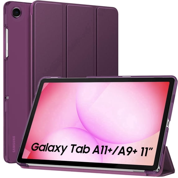MoKo Case for Galaxy Tab A11+ Plus/A9+ 11-Inch 2026/2024, Slim Stand Protective Smart Cover with Hard PC Translucent Back Shell for Galaxy Tab A11+/A9 Plus Tablet, Auto Wake/Sleep,Dark Purple