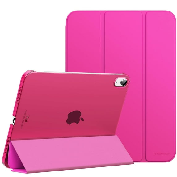 MoKo Case for iPad (A16) 11th Generation 11 Inch 2025, iPad 10th Generation 10.9 inch 2022, Slim Stand Protective Cover with Hard Translucent Shell Cover, Support Touch ID,Bright Pink