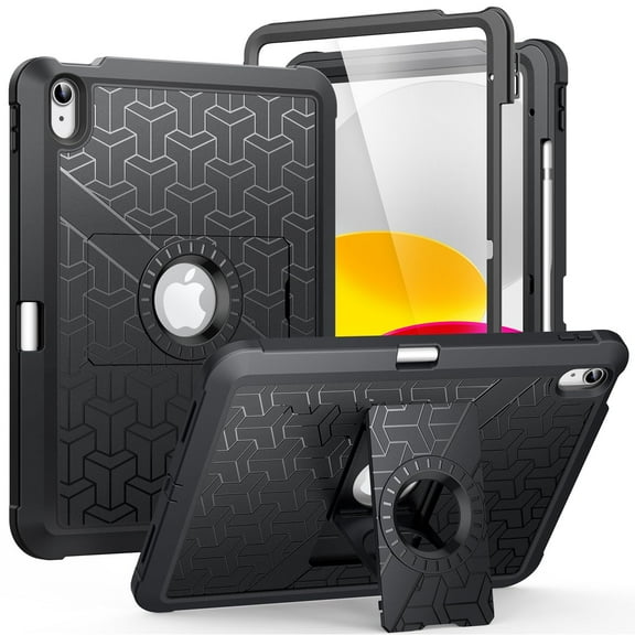 MoKo Case for iPad (A16) 11th/10th Generation Case 2025/2022, Full Body Protective Cover, Built-in Screen Protector and Kickstand for iPad 11/10.9 Inch,Black