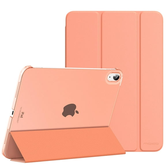 MoKo Case for iPad (A16) 11th Generation 11 Inch 2025, iPad 10th Generation 10.9 inch 2022, Slim Stand Protective Cover with Hard Translucent Shell Cover, Support Touch ID,Apricot Orange