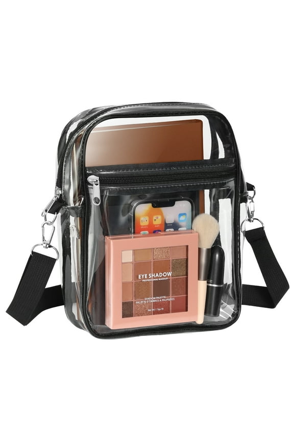 Clear Bag Stadium Approved, Crossbody Bag Adjustable Strap Shoulder Bags for Concerts Festival Sports Events, Black
