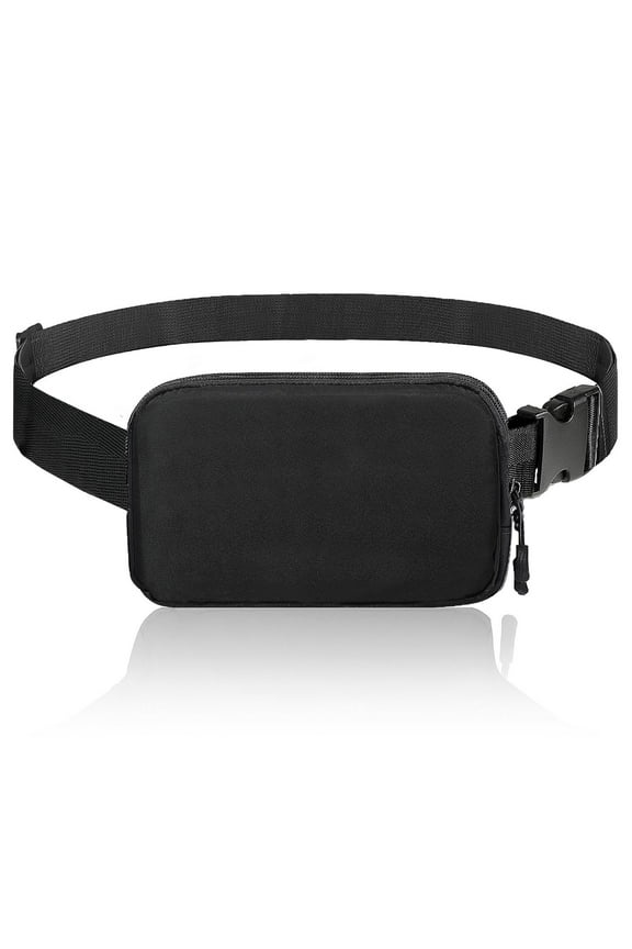 Fanny Packs for Women Men, Mini Belt Bag with Adjustable Strap, Small Nylon Crossbody Bag, Black