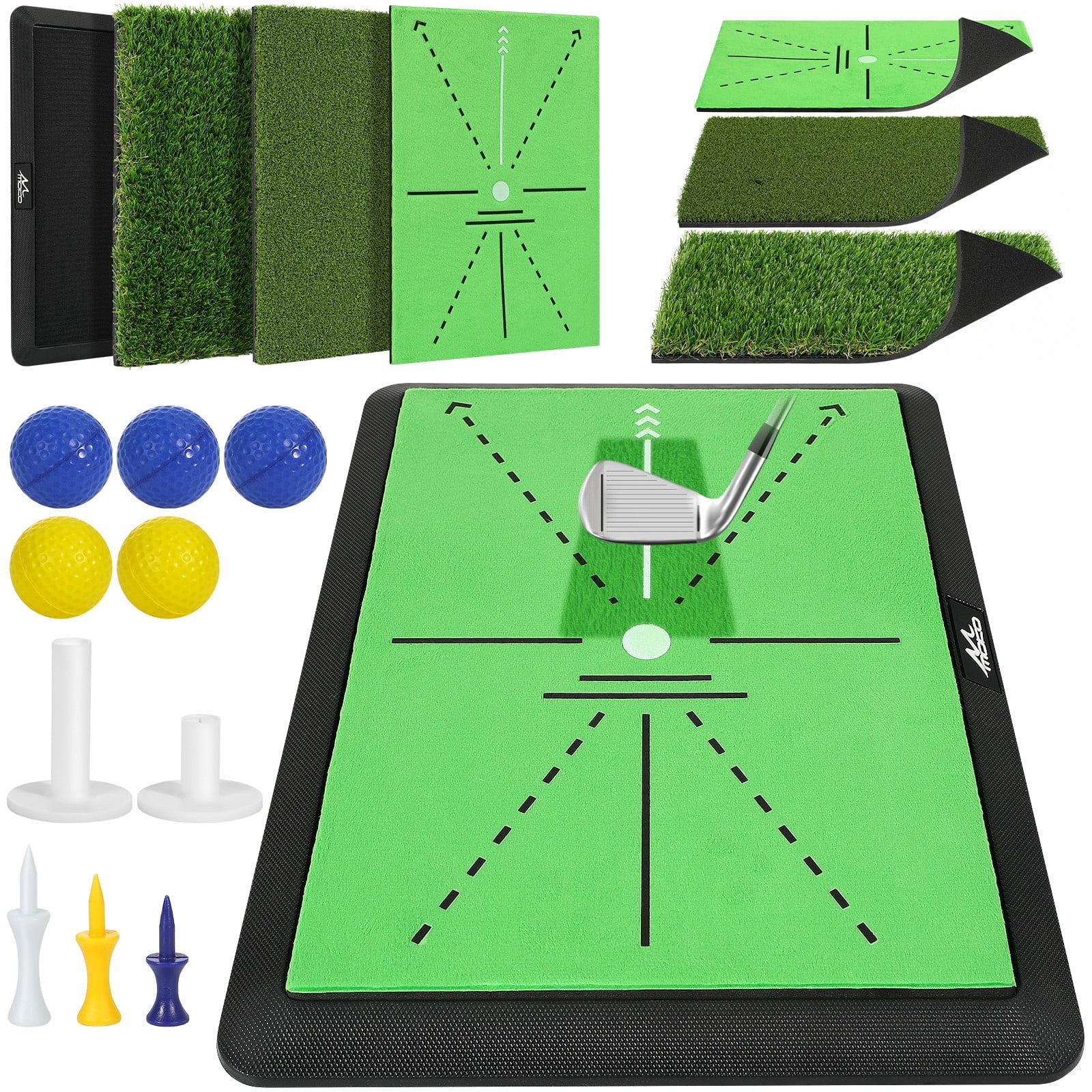 Hit Mat Pad MoKo Golf Hitting Mat, 3 in 1 Golf Practice Mat for Swing Path Feedback ...