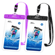 MoKo IPX8 Waterproof Phone Pouch Case, Cell Phone Dry Bag Compatible with iPhone 14 13 12 11 Pro Max/SE 3, Samsung S21/S10/S9, Note 10/9/8, Black/Purple