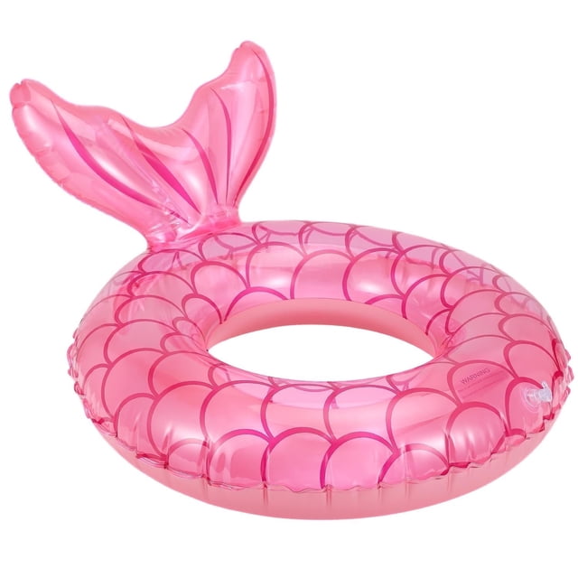 MoKo Inflatable Pool Floats for Adults Kids, Mermaid Swimming Ring Pool Water Beach Floaties Summer Toy, Pink