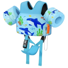 MoKo Kid Swim Vest for 13-30lbs/30-70lbs, Water Wing Arm Floaties Swimming Training Equipment, Blue Shark