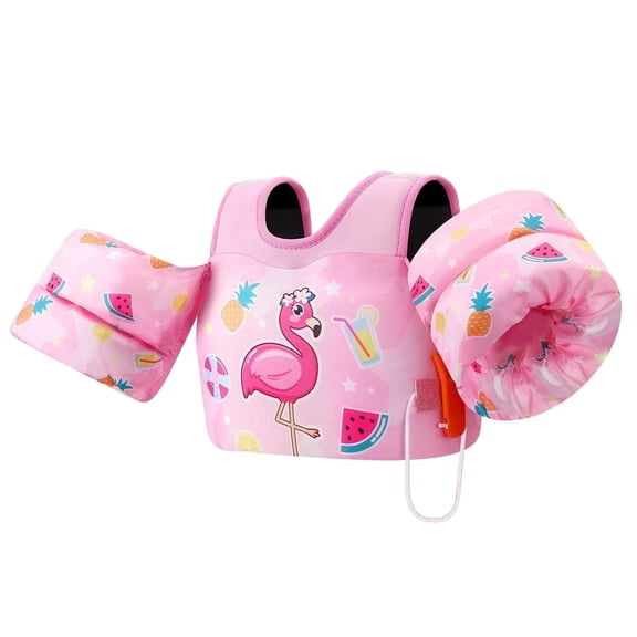 MoKo Swim Vest for Kids, Swimming Floaties Water Wings for Puddle Pool Beach, Pink Flamingo
