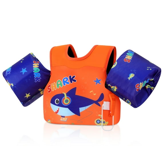 MoKo Toddler Swim Vest with Whistle for 20-50lbs, Arm Floaties Water Wings for Kid 2-8 years old, Shark