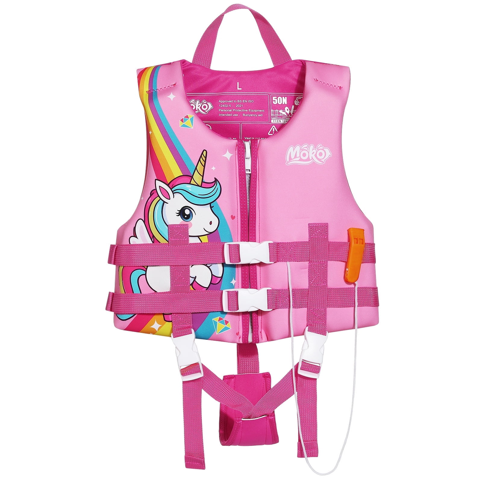 MoKo Kids Swim Vest for Boys Girls, Swimming Float Jacket for 46-77 lbs Kids, Swimsuit Buoyancy Swimwear, L Size, Pink