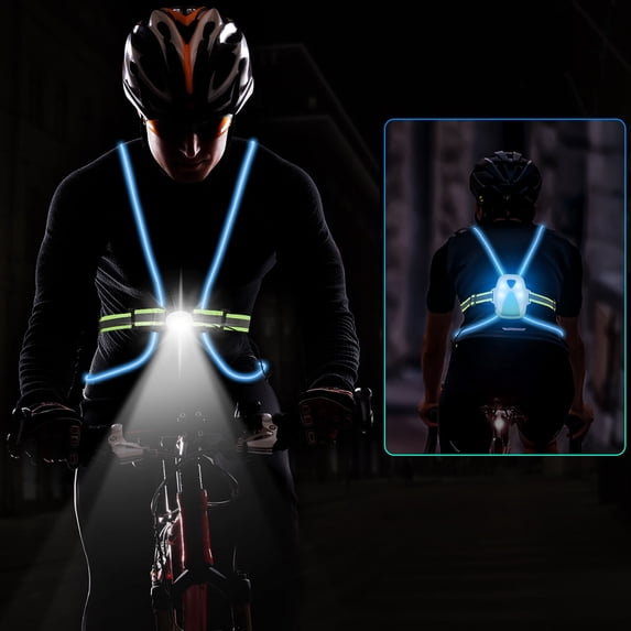 MoKo LED Reflective Running Vest High Visibility Warning Lights for Runners Adjustable Belt Safety Gear for Men Women Night Running, Walking, Cycling, Biking