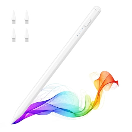 MoKo Pencil for iPad (A16) 11th 10th Gen, Stylus Pen for 2018-2025 Apple iPad 11/10/9/8/7/6/A16, Mini 7/6/5, Air M3/M2 11"/13"/5/4/3, Pro M4 13"/12.9"/11" Tilt Sensitivity, USB-C Fast Charging,White