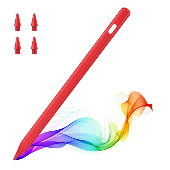 MoKo Pencil for iPad (A16) 11th 10th Gen, Stylus Pen for 2018-2025 Apple iPad 11/10/9/8/7/6/A16, Mini 7/6/5, Air M3/M2 11"/13"/5/4/3, Pro M4 13"/12.9"/11" Tilt Sensitivity, USB-C Fast Charging,Red