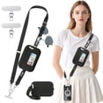 thumbnail image 1 of MoKo Phone Crossbody Lanyard with RFID Wallet, Clip and Go Strap Crossbody Lanyard & Detachable Wallet with ID Window, Adjustable iPhone Strap with 360° Rotatable Phone Tabs, Black, 1 of 8