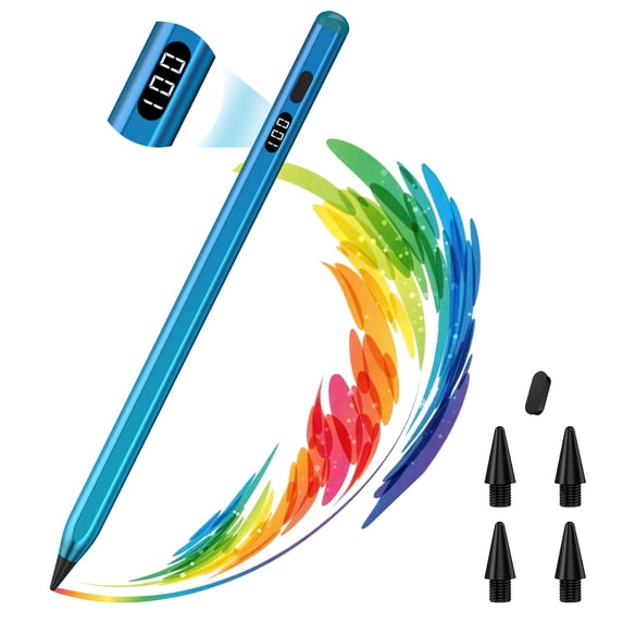 MoKo Stylus Pen for iPad 2018-2025,Fast Charging Pencil for iPad(A16) 11th-6th Gen with Power Display,Tilt Sensitivity for Apple iPad Air 7/6/5/4/3/M3/M2, Pro 13"/12.9"/11"/M4, Gradation Blue