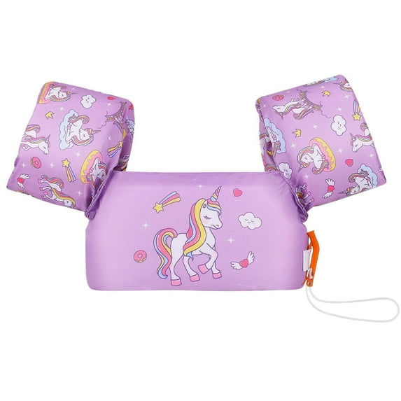 MoKo Swim Vest for Kid 20-50 lbs, Swimming Arm Float Water Wings for 2-7 Years Old, Purple Unicorn