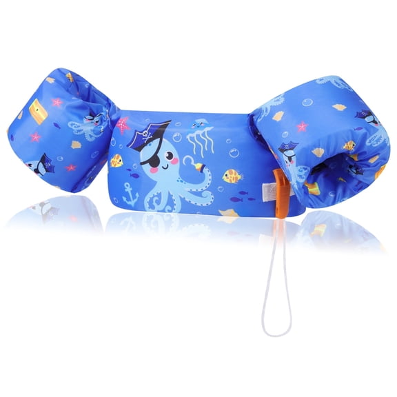 MoKo Swim Floaties Vest for Kid 20-50 lbs, Pool Arm Float Water Wings Swim Training Equipment, Dark Blue Octopus