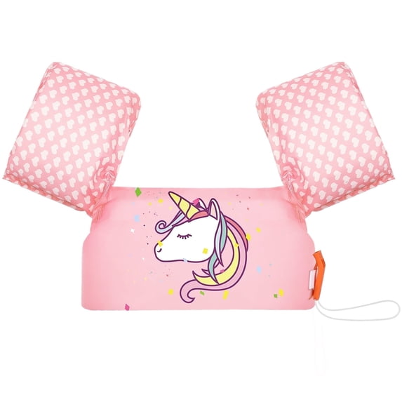 MoKo Swim Vest for Kid 20-50 lbs, Swimming Arm Floaties Water Wings for 2-7 Years Old, Pink