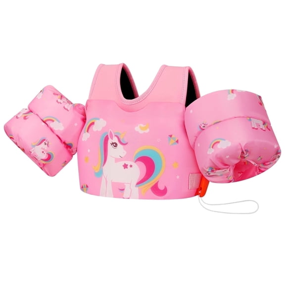 MoKo Kids Floaties Swim Vest, Swimming Water Wings for Puddle Pool Beach, Pink Unicorn