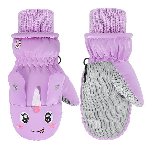 MoKo Toddler Gloves, Kids Ski Mittens Warm Coral Fleece Waterproof Winter Snow Gloves for Skiing Snowboarding Outdoor Activities