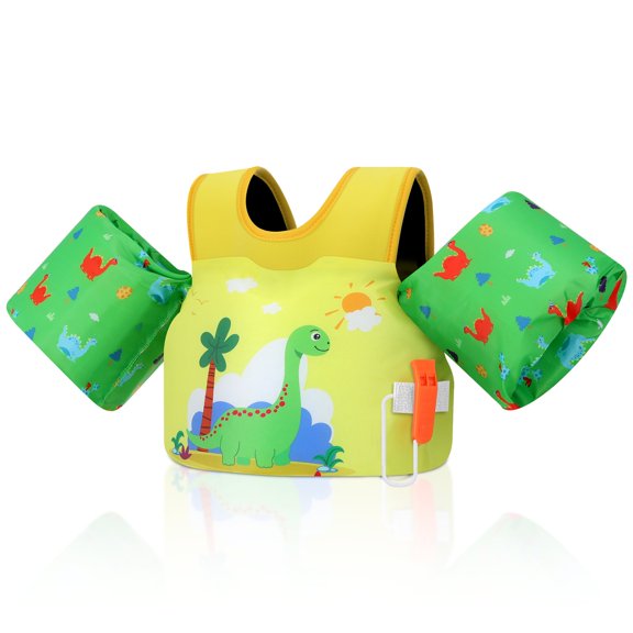 MoKo Toddler Swim Vest with Whistle for 20-50lbs, Arm Floaties Water Wings for Kid 2-8 years old, Shark