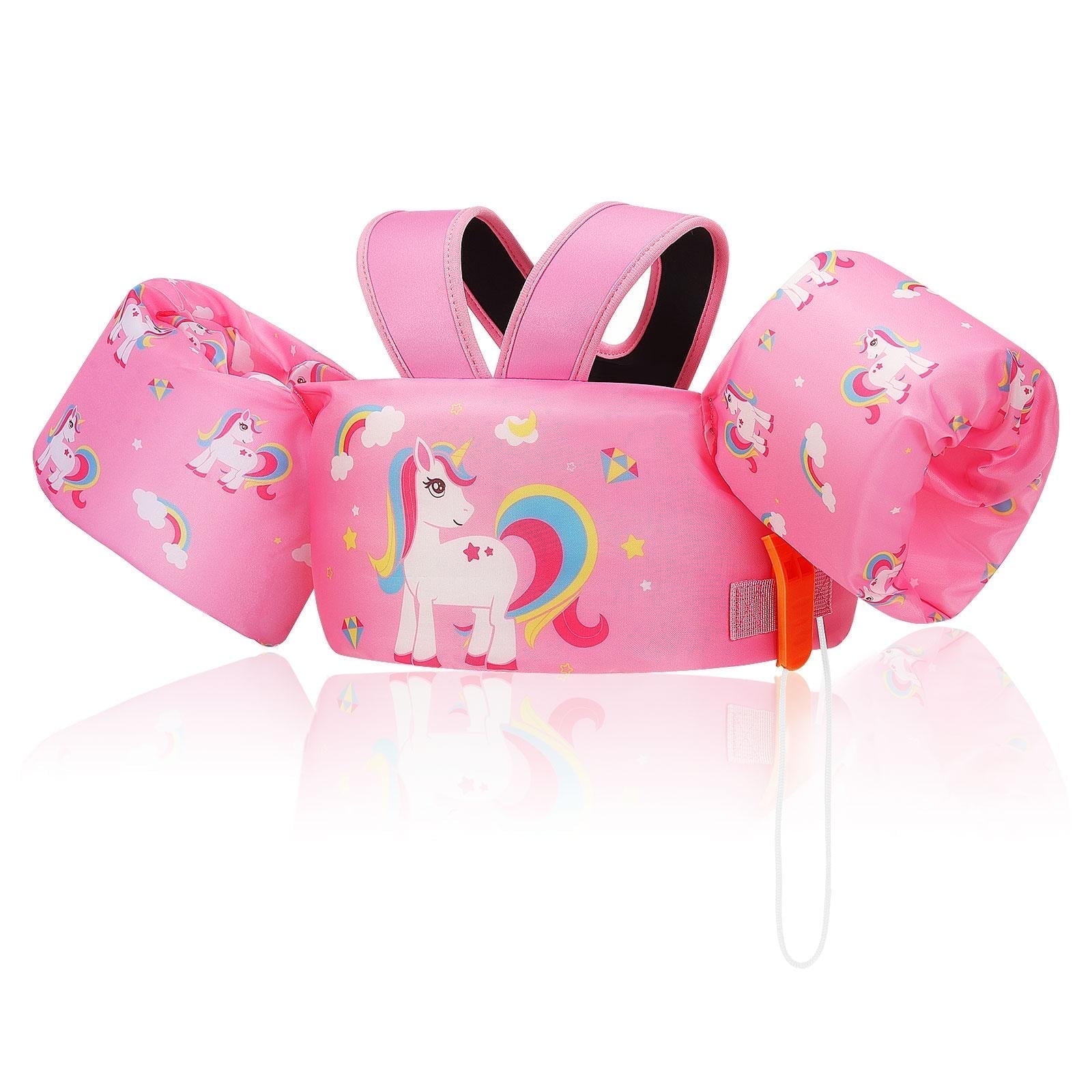MoKo Toddler Swim Vest for Kids 20-30-50lbs, Swim Arm Floaties Pool Learning Swim Training Equipment, Pink Unicorn