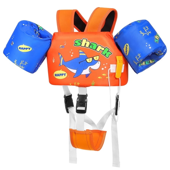 MoKo Kids Swim Vest for 20-30-50lbs Girls Boys, Toddler Floaties Swimming Learning Training Equipment, Orange Sharks