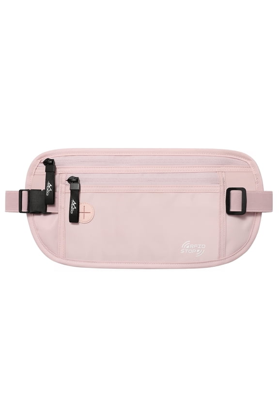 Travel Money Belt RFID Blocking for Men Women Slim Waist Hidden Wallet, Pink