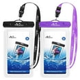 thumbnail image 1 of MoKo Waterproof Phone Pouch Floating Compatible with iPhone/Samsung/Galaxy, up to 7", Black/Purple, 1 of 7