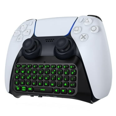 MoKo Wireless Controller Keyboard for PS5 with Green Backlight, Bluetooth Wireless Mini Keypad Chatpad for Playstation 5 PS5 Controller Accessories,Black