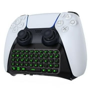 MoKo Keyboard Compatible for PS5 Controller with Green Backlight, Bluetooth Wireless Mini Keypad Chatpad for PS5 Controller Accessories,Black