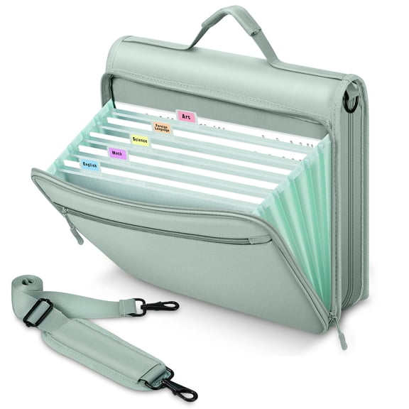 MoKo Zipper Binder, 2 Inch 500 Sheet Capacity Binder Organizer with Shoulder Strap, Mint Green