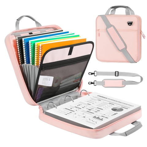 MoKo Zipper Binder, 2 inch 3 Ring 500 Sheet Capacity Multi-Pocket Binder, School Supplies, Pink