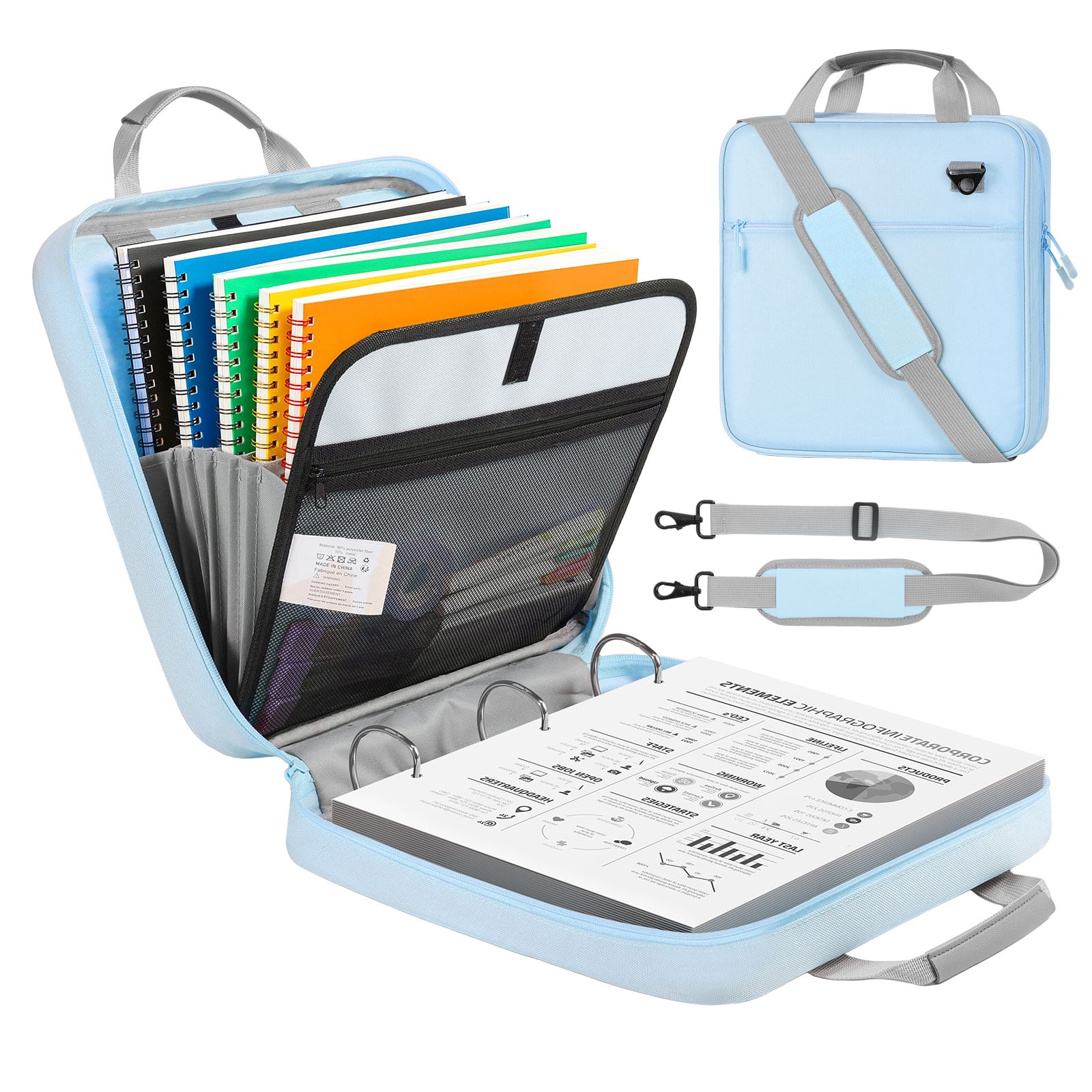 MoKo 2 inch Zipper Binder, 500 Sheet, Multi-Pocket with Handle