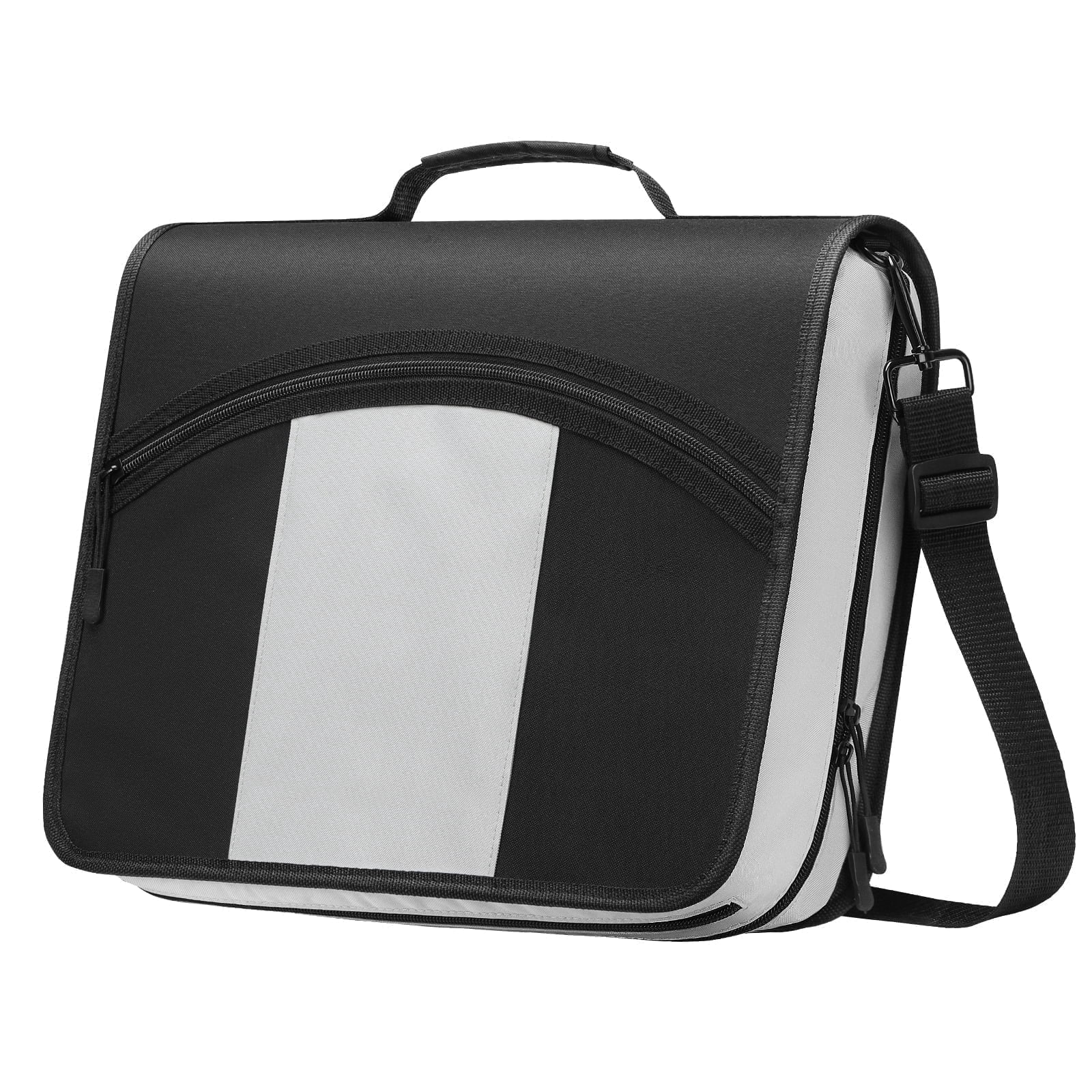 MoKo Zipper Binder, 3 in 3 Ring 600 Sheet Capacity Binder Organizer with Shoulder Strap, School Supplies, Black
