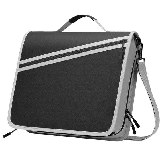 MoKo Zipper Binder, 3 inch 3 Ring 600 Sheet Capacity Multi-Pocket School Binder with Handle and Shoulder Strap, School Supplies, Black