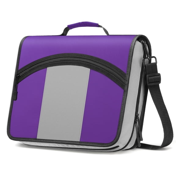 MoKo Zipper Binder 3 inch 3 Ring Binder, 600 Sheet Capacity Multi-Pocket School Binder Organizer with Handle and Shoulder Strap, Purple & Gray
