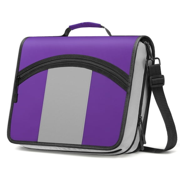 MoKo Zipper Binder 3 inch 3 Ring Binder, 600 Sheet Capacity Multi-Pocket School Binder Organizer with Handle and Shoulder Strap, Purple & Gray