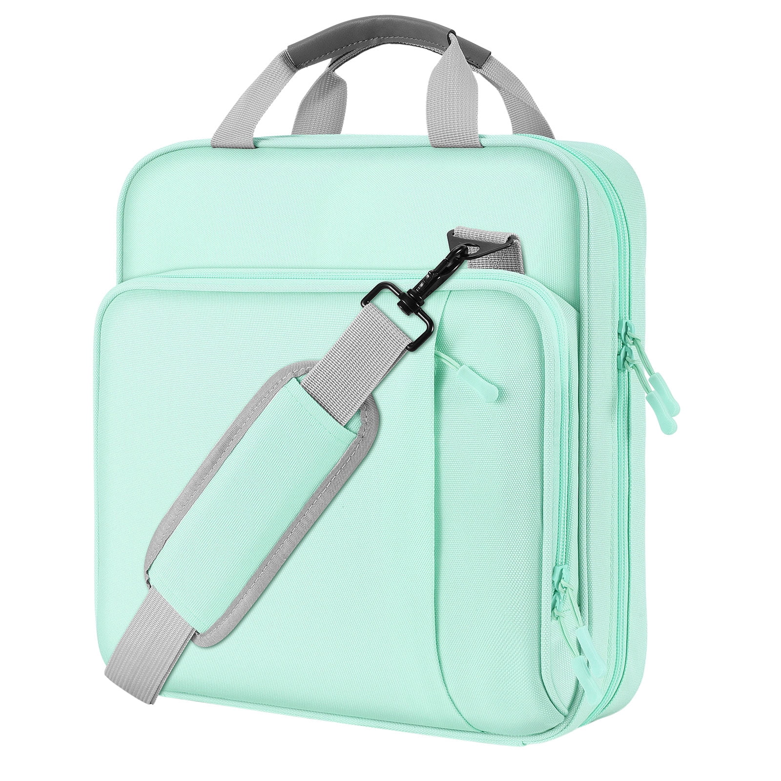 MoKo Zipper Binder with Strap Handle, 2 inch 3 Ring 500 Sheet Capacity Multi-Pockets Binder Organizer, School Office Supplies, Mint Green