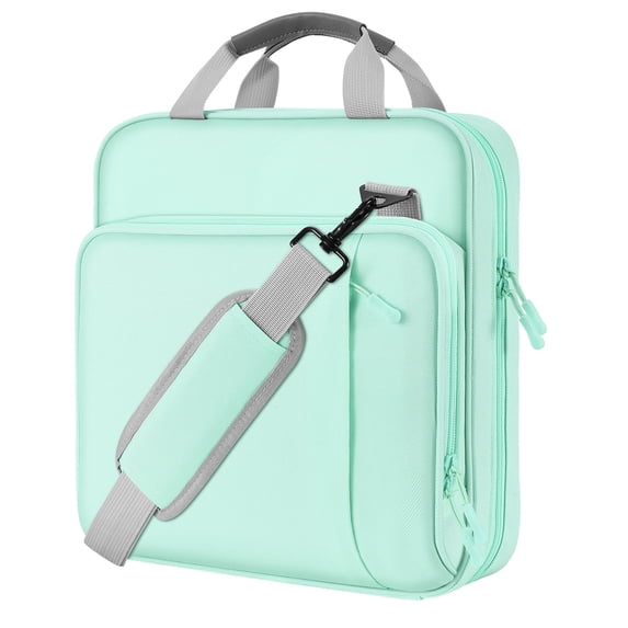 MoKo Zipper Binder with Strap Handle, 2 inch 3 Ring 500 Sheet Capacity Multi-Pockets Binder Organizer, School Office Supplies, Mint Green